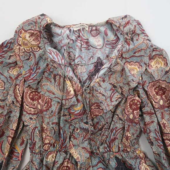 Ulla Johnson Caris Long Sleeve A Line Mini Dress in Ether Blue 4 - Picture 4 of 10